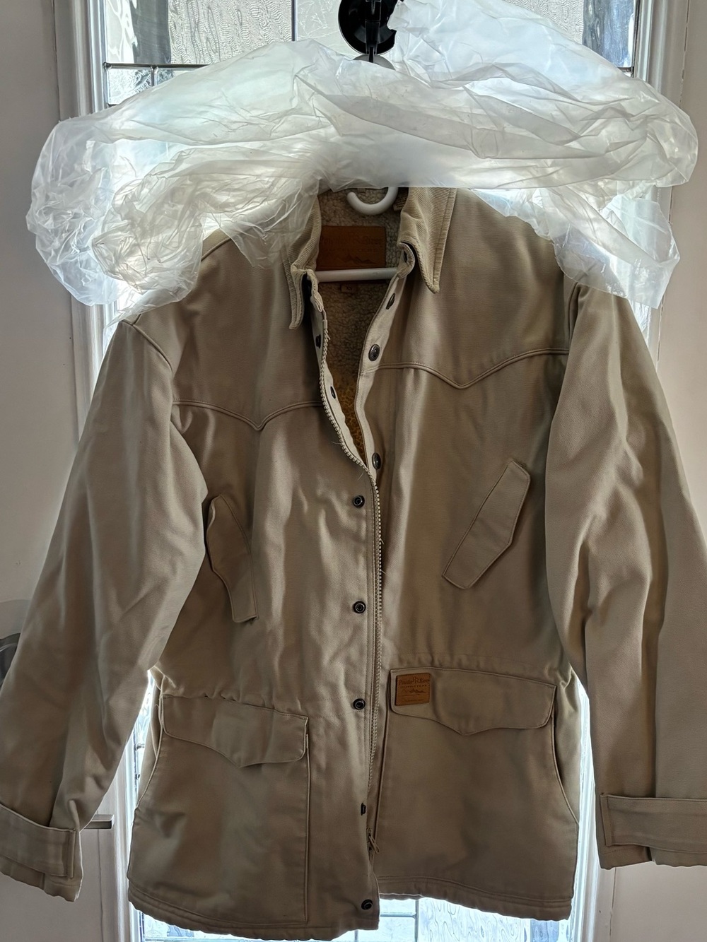Women's Tan Sherpa-Lined Utility Jacket